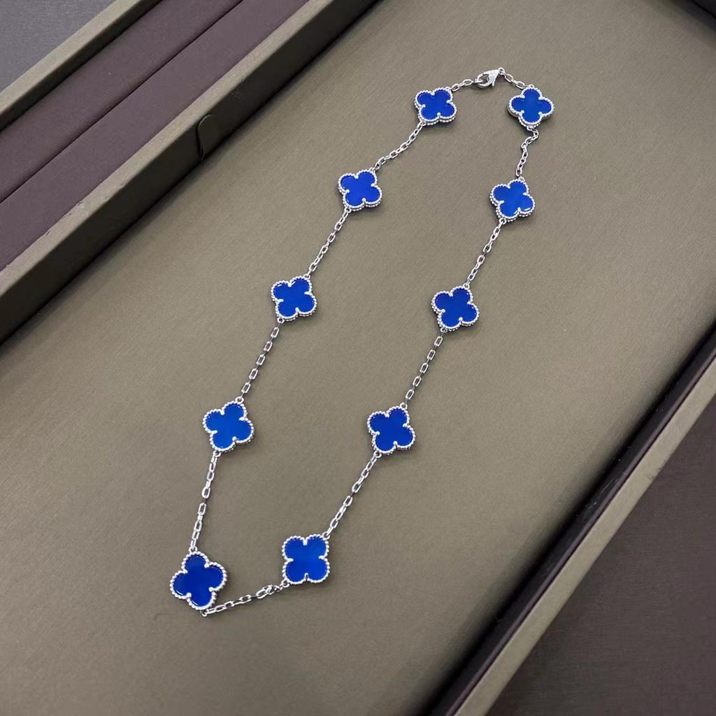 High Version of The Ten-flower Necklace Lucky Four-leaf Clover 10-flower Necklace Clavicle Chain Agate Women's Necklace