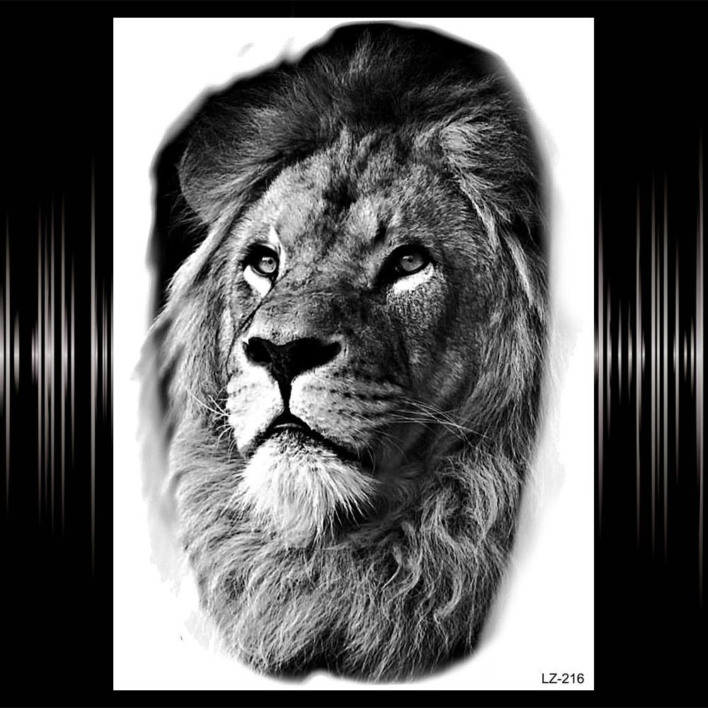 Watercolor Lion Tiger Temporary Tattoo For Women Men Atult Kid Realistic Fake Animal Tattoo Sticker Water Transfer Tatoos Thigh