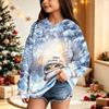 Blusão casual de lã polar para crianças com estampa de Natal e design com capuz