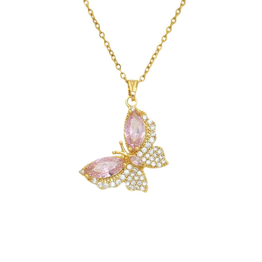 Necklace female European and American full zirconium butterfly necklace female autumn and winter versatile temperament niche design sense does not