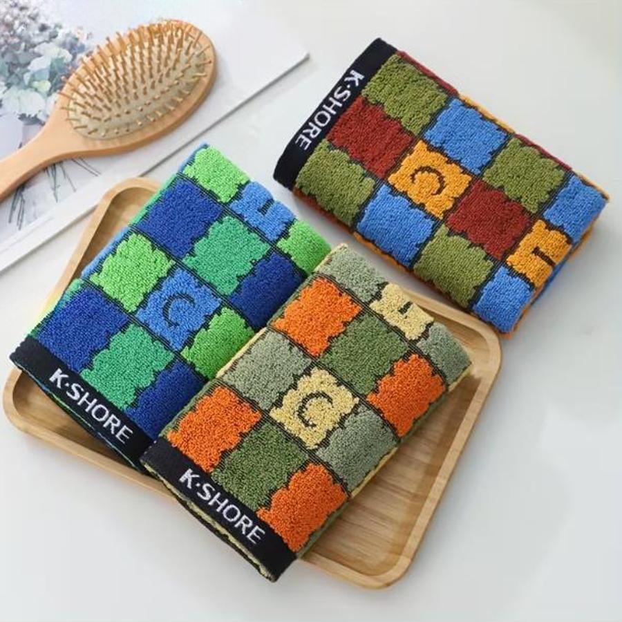 Colorful checkered letter towels, 3-pack, soft and absorbent large face towels/bath towels, skin-friendly washcloths.
