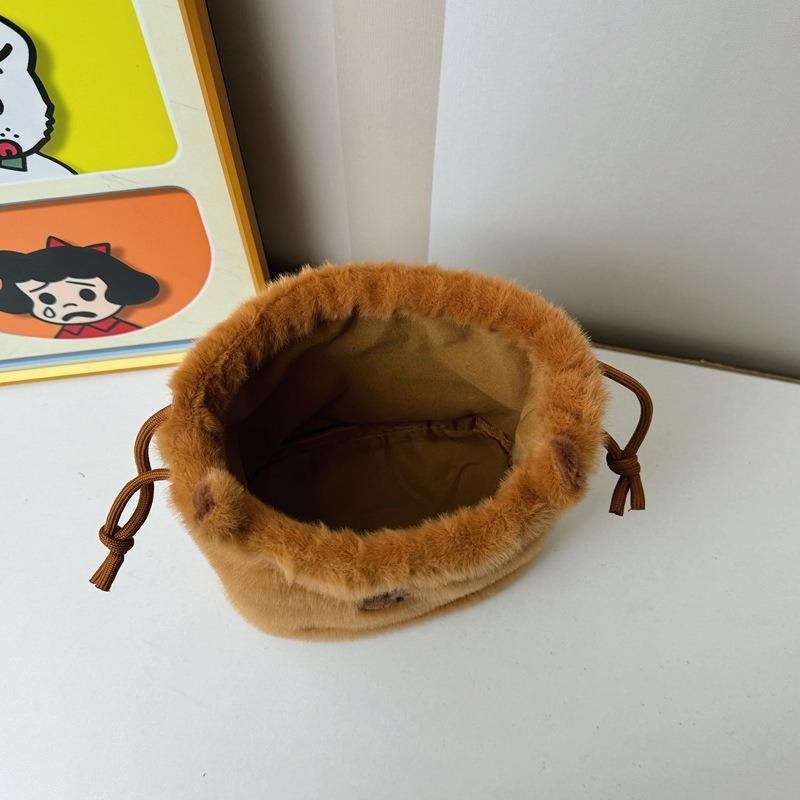 Children's plush bag cute cartoon capybara drawstring bag change bag girl storage shoulder bag