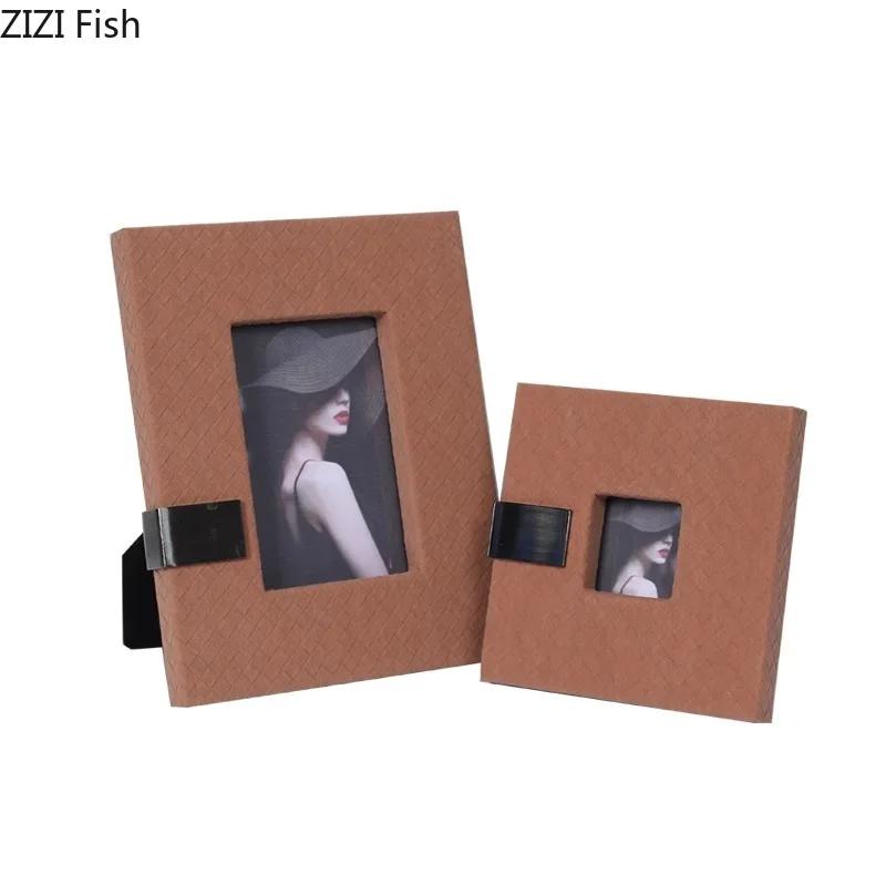 Minimalism Leather Photo Frames Modern Design Picture Frame Bedside Table Wedding Anniversary Photo Frame Desk Decoration
