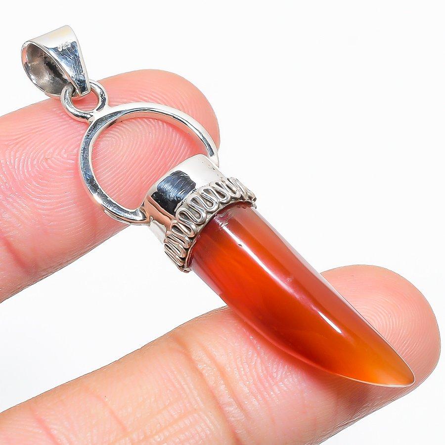 

Natural Carnelian Gemstone 925 Solid Sterling Silver Jewelry Pendant 2.25 u8z63