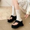 Fashion 2025 Summer Platform Wedges Woman Clip Toe Slippers Fashion Thick Bottom High Heels Party Slides Shoes