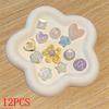 12Pcs Colorful Sparkling Powder Shoe Charms Set with Gemstone Crystal Pearl Flower - DIY Detachable Shoe Decorations Accessories