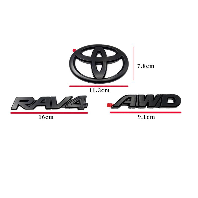 Juego de 4 Emblemas con Logotipo en ABS Negro Mate para TOYOTA RAV4 XLE XLE LIMITED 2019-2024, Adhesivo para Maletero, Accesorio