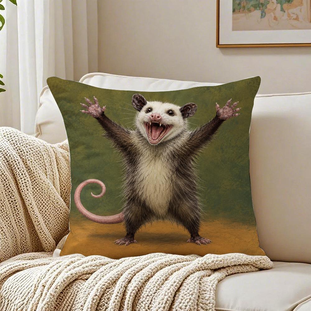 Farmhouse Style Modern Opossum Cushion Cover Organic Short Plush Cushion Covers Machine Washable Wrinkle-Resistant Soft Durable