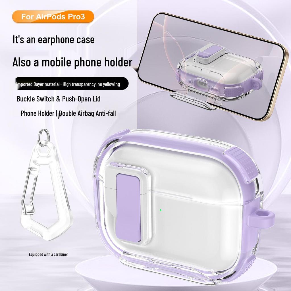 AirPods Pro 3 Transparente Schutzhülle für 4. Gen mit Ständer-Schnalle