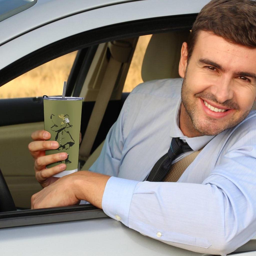 Snufkin Mug with Straw Straw Coffee Convenience Store Stainless Water Large Direct Cute & Brush, Mug, Cup, 600ML, Cup, Tumbler, Steel, Cold/Hot, Car,