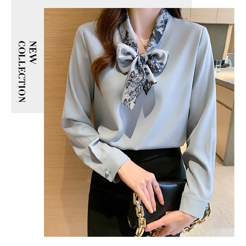 2026 Spring and Autumn New Fashion Bow Long Sleeve Shirt for Women, Elegant Casual Top