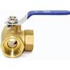 Brass Three-way Ball Valve, 1" DN25 Tap T-Type Female Thread Full Port for Water, Oil and Steam, 1 Inch