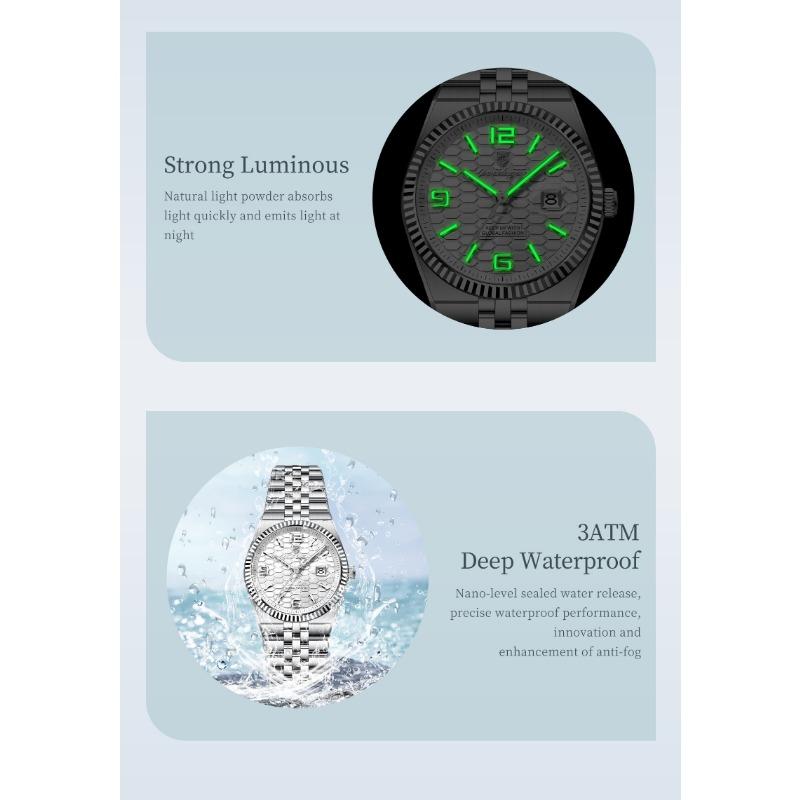 POEDAGAR Modemarke Damenarmbanduhr Edelstahl Datumsuhren Leuchtend Wasserdicht Quarz Luxus Damenuhr