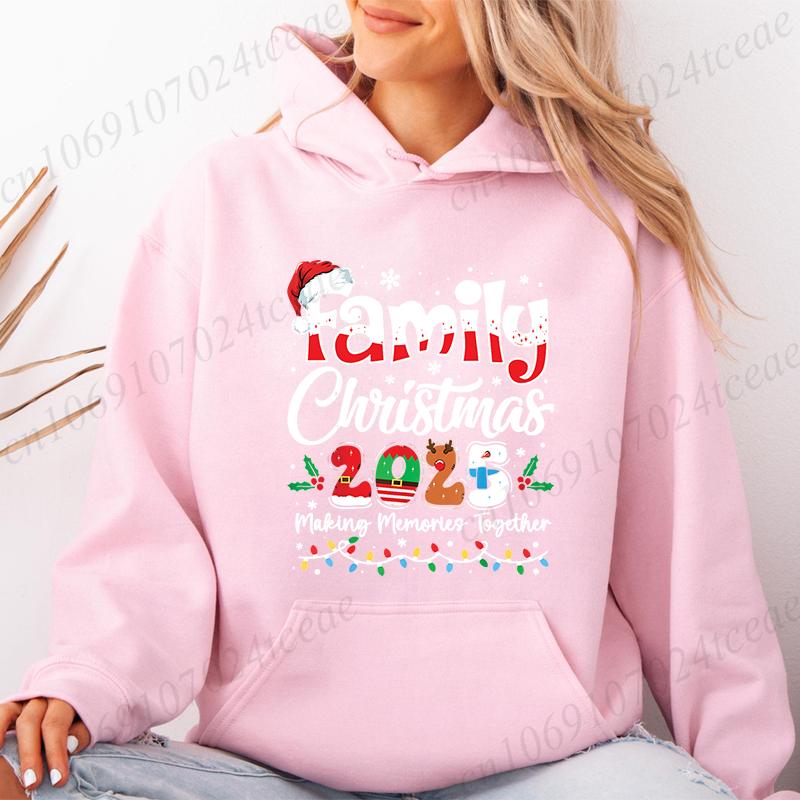 

Womens Family Christmas 2025 Print Hoodies Making Memories Together Sweatshirt Tops Casual Pullover Hoodies Santa Hat Sportwear XL