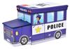 Toy Container Police Car Blue For Children Chest Basket