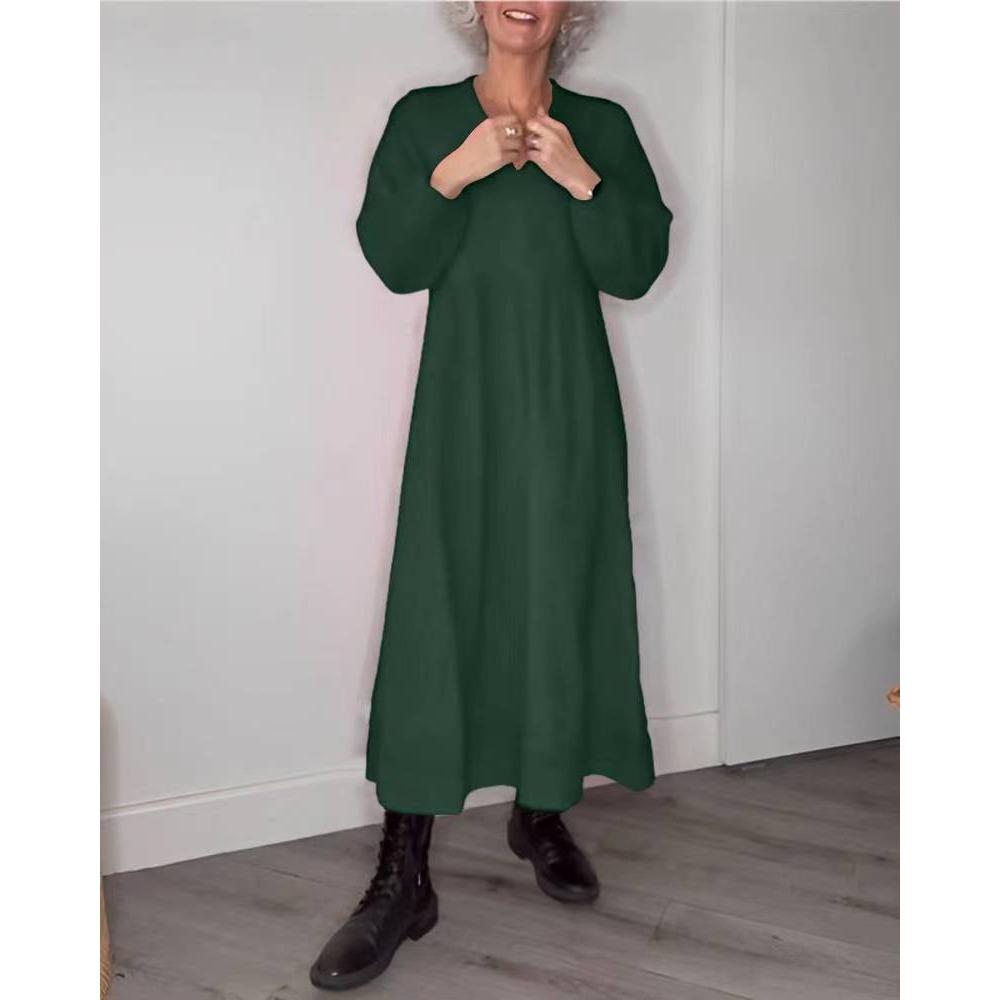 HNXC Dámská móda Podzim Zima Jednobarevný Potisk Dlouhý rukáv Výstřih do V Ležérní šaty