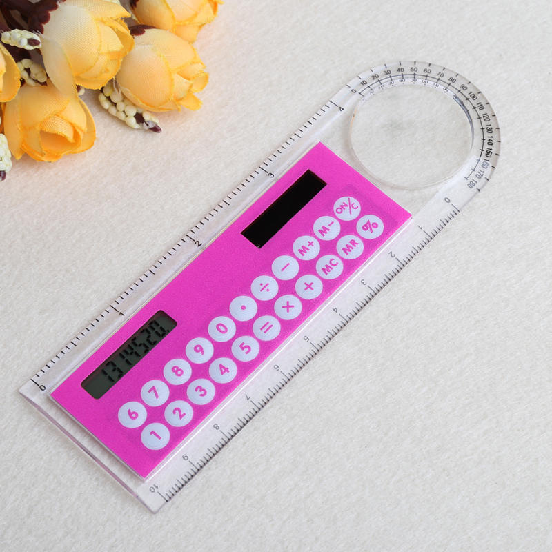 Regla solar Regla de 10 cm Mini calculadora digital 2 en 1 Papelería para niños Regalos de oficina escolar