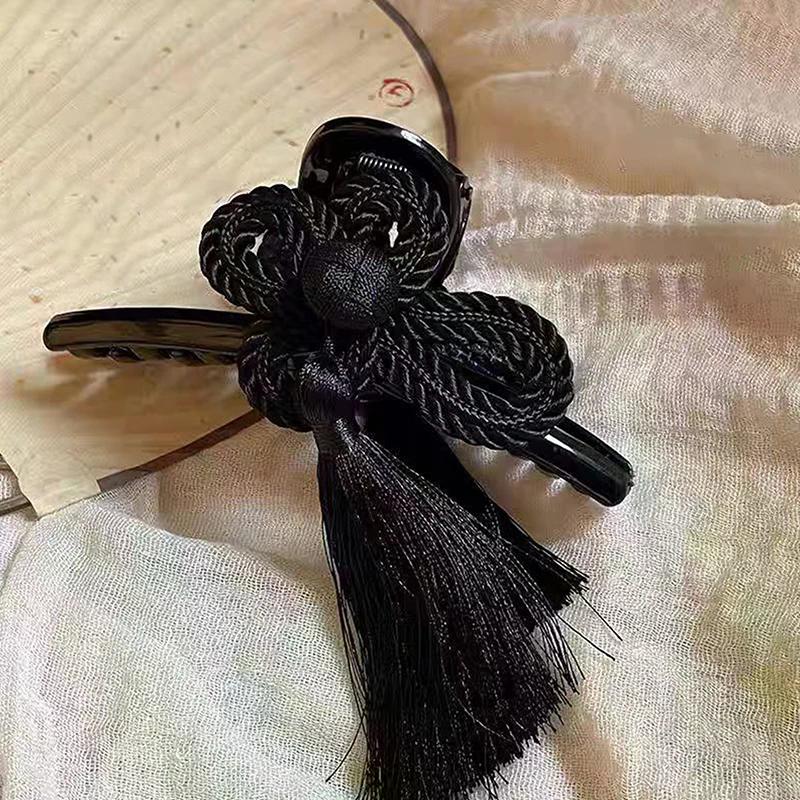 1Pcs New Chinese Style Hand Woven Knot Tassel Clip Elegant Dignified Cheongsam Hanfu Braided Updo Hair Accessories