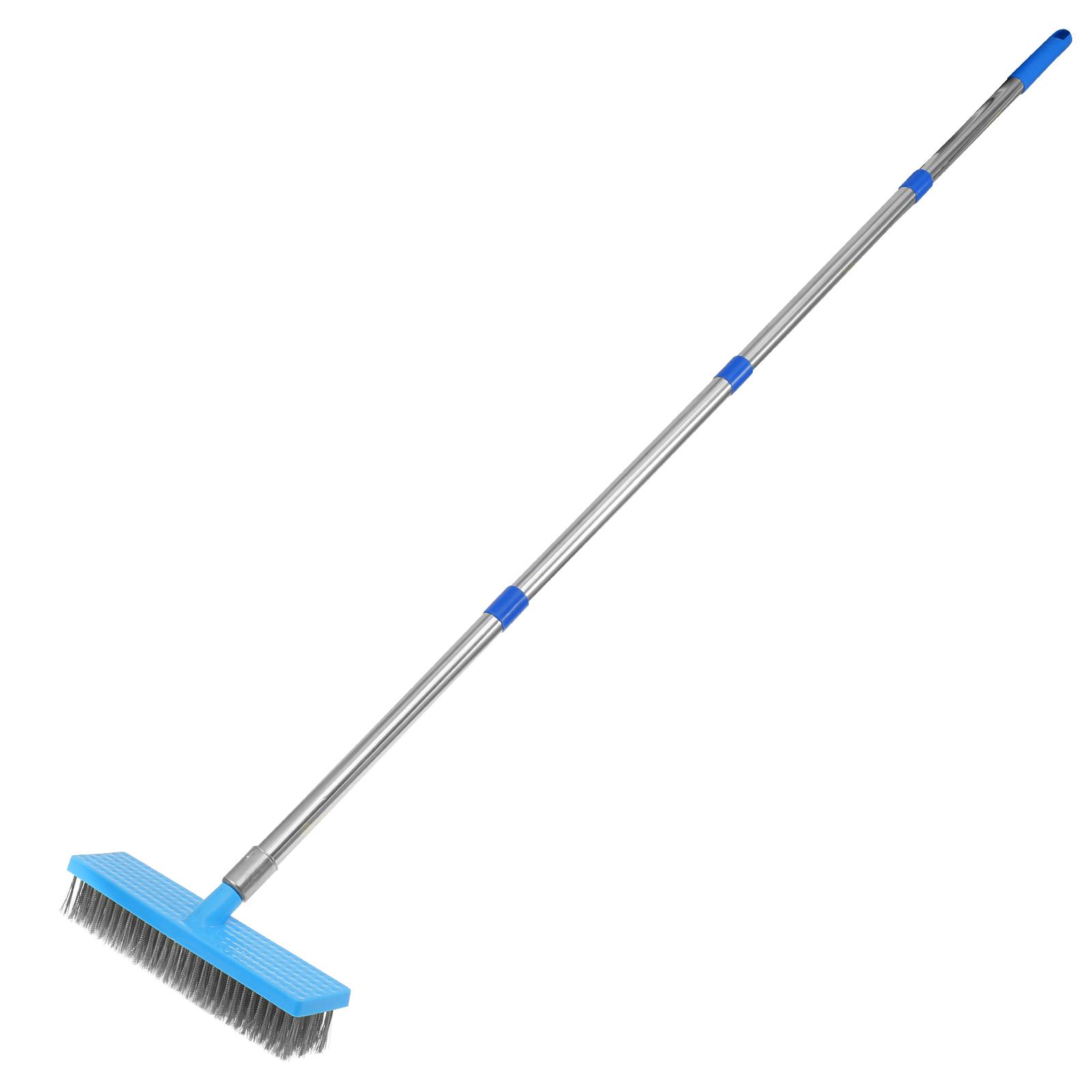 Floor Scrub Brush Stainless Steel Wire Deck Brush Toilet Bathroom Tile Gap Cleaning Long Handle Household for Concrete Floor