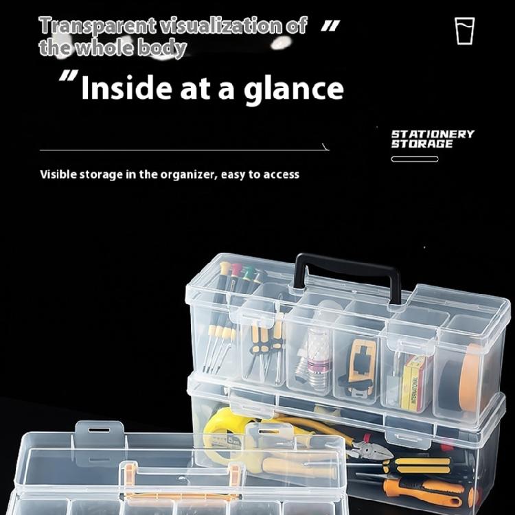 Portable Tool Storage Box with 6 Removable Sections Screws Bolts Carry Case for Home Garage Workshop Tool Organization