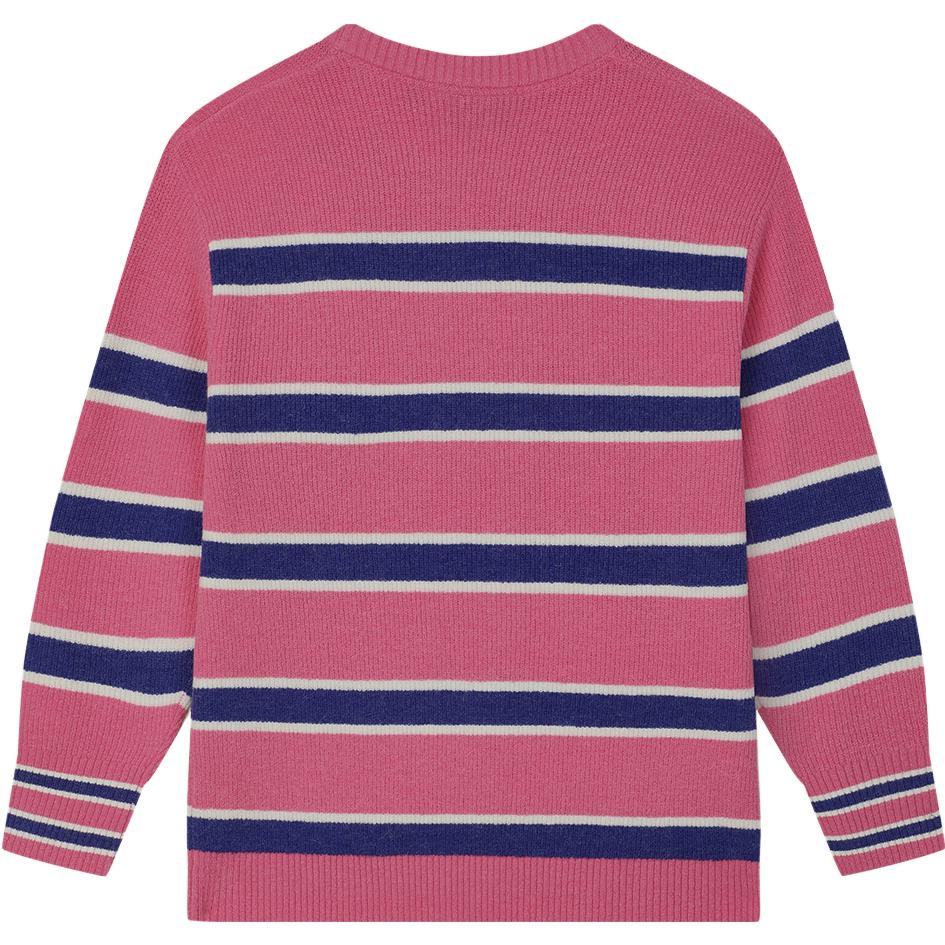 Fila X Études 2023 Autumn New Woven Sweater Fashion Loose Striped Sweater Unisex Sweater Bright-Pink F11U346401FPK