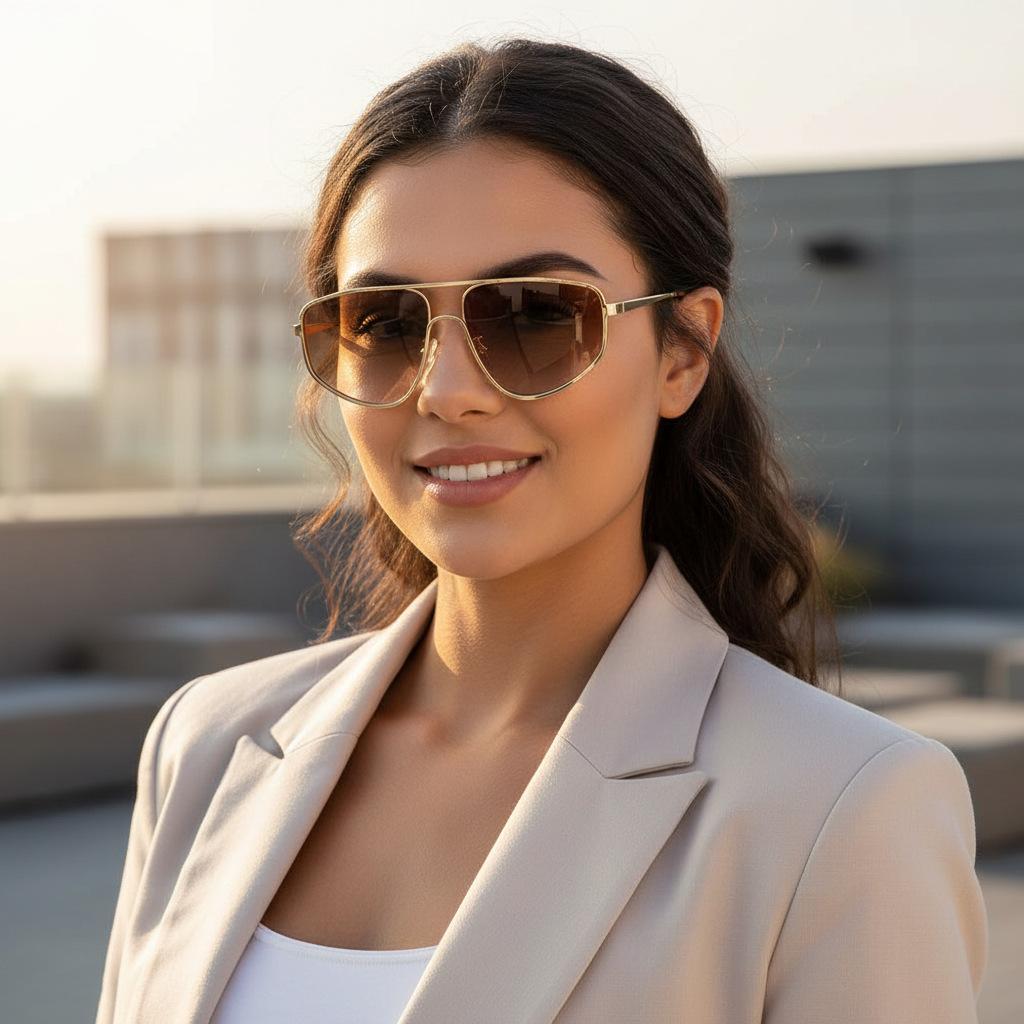 European and American fashion new double-beam metal retro sunglasses, personalized versatile street sunglasses, high-end trendy glasses