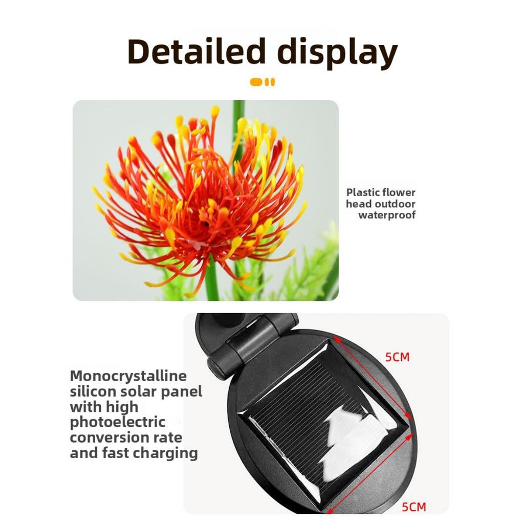 Solar Garden Light Strip with Luminous Flowers and Stems, Upgraded Solar Panel Outdoor Decorative Lanterns, High-quality Courtyard Lighting