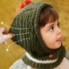 Plush Ball Kids Balaclava Hat Thickened Hooded Beanie Cartoon Kids Scarf Cap  Winter