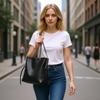 Women's Fashion Bucket Bag with Chain Strap Black Leather Shoulder Bag for New In PU Letter Decoration Small Underarm Shoulder