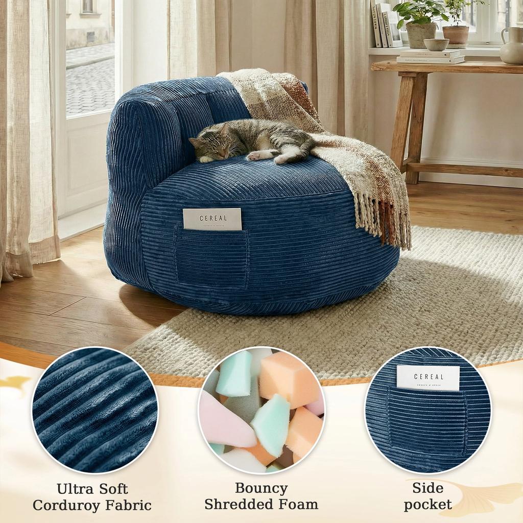 Übergroßer Sitzsack für Erwachsene, Riesiges Bodensofa aus Memory-Schaum, Großes Faulsofa