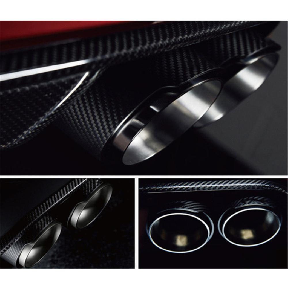 Left 63-89Mm Gloss Carbon Fiber Car Dual Pipe Exhaust Muffler Tip Cover H Style