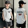 Boys' 2026 Summer Color Block Cotton Vest: Trendy Sleeveless T-shirt for Medium & Older Boys