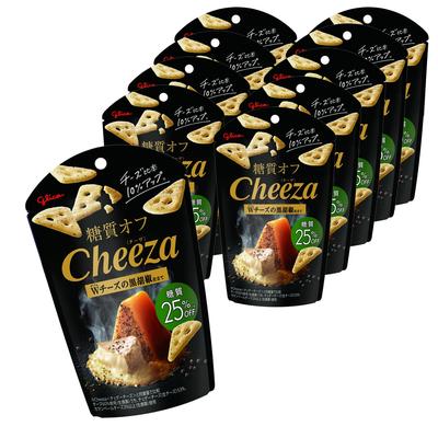 Ezaki Glico Low Carb Cheese Cheese with Black Snacks Delicacy Low Carb 36g X 10 Bags (Double Pepper)