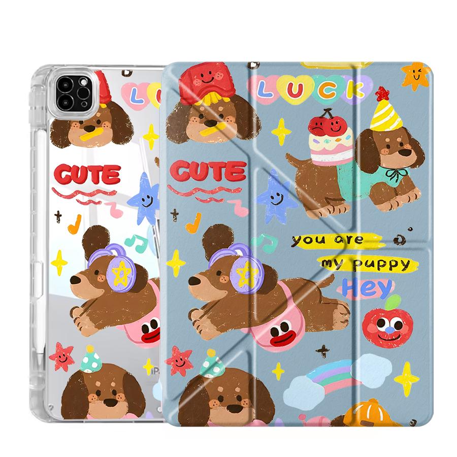Cartoon Cute Dog Tablet Case For iPad Air 4 5 M3 M2 1 2 M4 11inch Pro 2025 Mini 6 7 Pro 11th 10th 9th 8th 7th 12.9inch Y-Fold