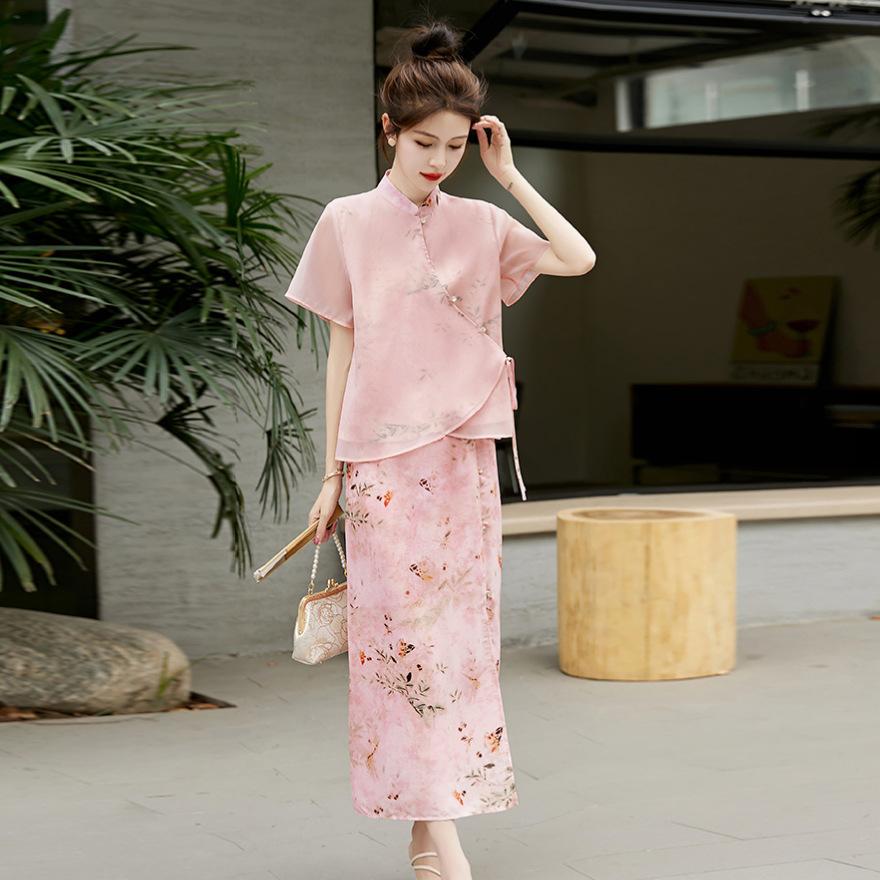 European Station Cold Zen Style Women's Summer New Hanfu Improved Edition Cheongsam Set Skirt