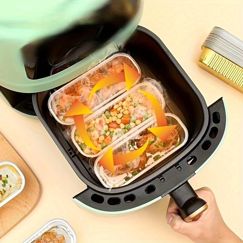 10pcs Premium Non-Stick Aluminum Foil Trays - Heat-Resistant, Reusable for Air Fryers, Ovens & BBQs - Easy Cleanup, Durable Rectangular Design