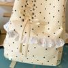 Kawaii Rosa Gepunkteter Spitzenrüschen-Rucksack für Mädchen Japanischer JK-Stil Kreuzschnürung Schultasche für Grund- und Mittelschüler Niedliche Reisetasche