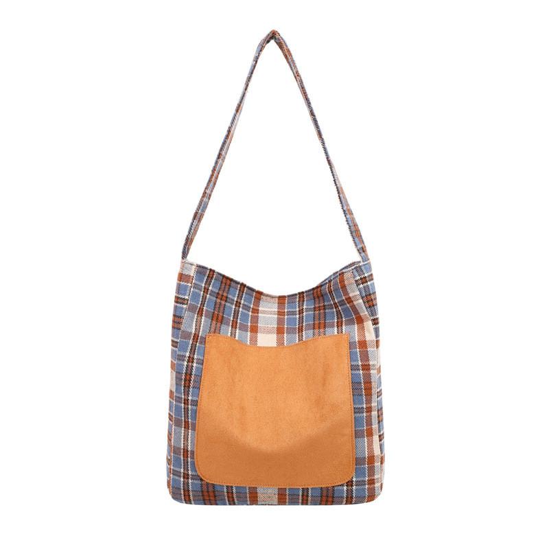 Street Style Plaid Shoulder Bag For Daily Use With Magnetic Closure And Phone Pocket