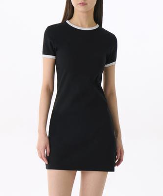 Woman Women'S Slim Ringer Jersey Mini Dress [Black/White]
