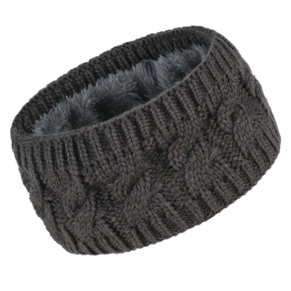 Women's Winter Cable Knit Headband with Velvet, Warm Wide Ear Protection for Sports