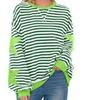 Women's Crew Neck Long Sleeve Sweatshirt A Line Fit Striped Star Patchwork Casual Spring Pullover Top