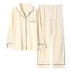 Pigiama da Donna a Maniche Lunghe in Cotone - Cardigan Monocolore per Primavera e Autunno