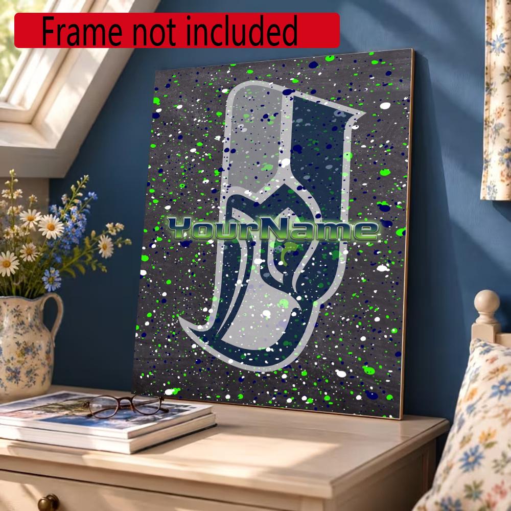 Seattle Seahawks Personalized Name Round Diamond Painting Kit Diamond Embroidery Painting Rhinestones Mosaic Frameless Handwork Decoration Arts