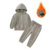 2026 Winter Children Fleece Outfits Toddler Warm Thicken Cotton Soild Hoodies+Pants Tracksuit Kids Boy Girl Sweatsuits Sets