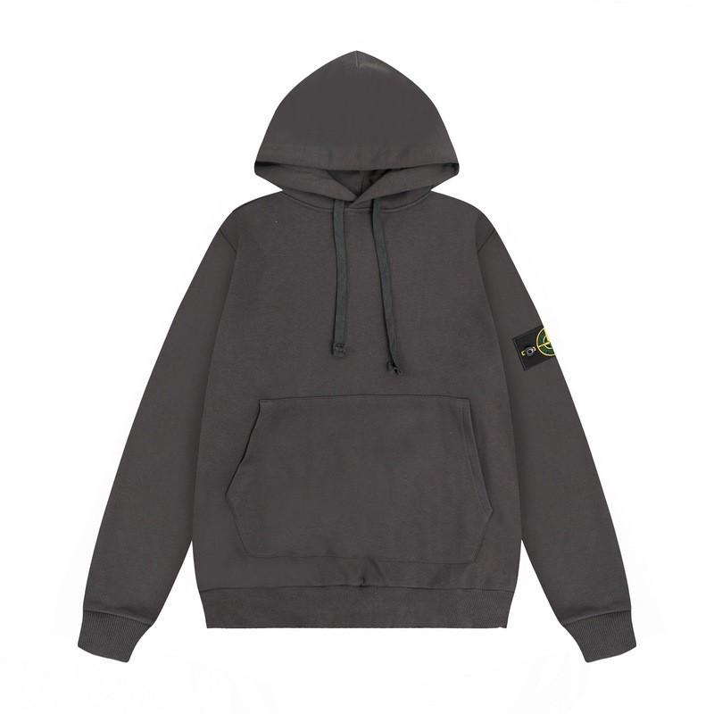 Classic Stone Island Solid Color Crewneck Sweatshirt Badge Long Sleeve Loose Fit Couples