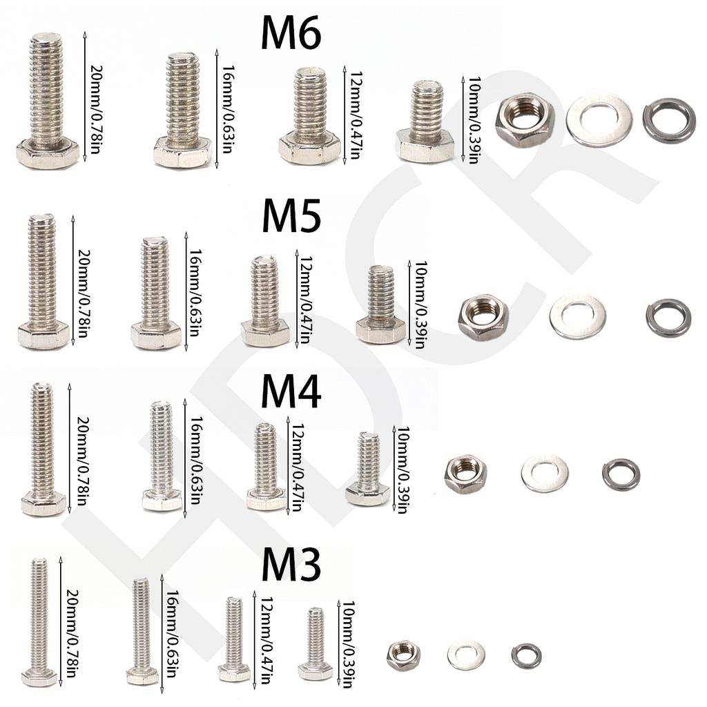 800pcs/Stainless Steel Hex Bolts, Screws, Nuts, Springs, Washers, J Nut Set, M3 M4 M5 M6 Machine Screws, Repair Tool Set
