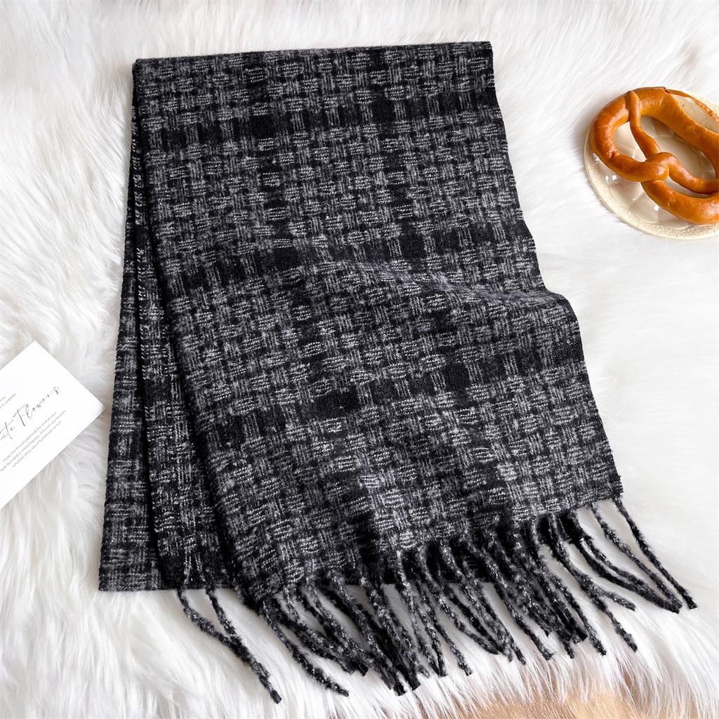 Fashion Stripe Plaid Winter Women Warm Scarf Thick Tassels Shawls Pashmina Designer Neckerchief Cashmere Lady Luxury Cold-Proof