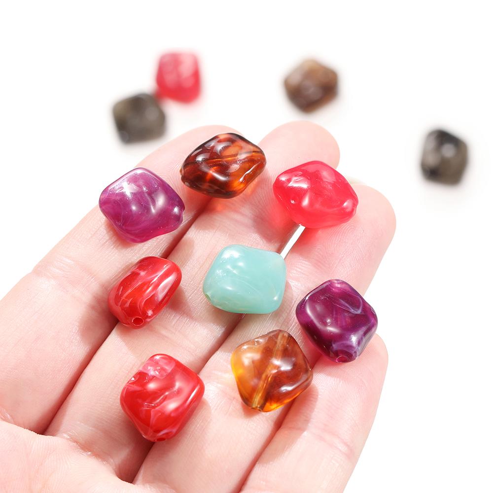 10pcs Irregular Flat Beads Acrylic Imitation Stone Loose Spacer Bead for DIY Bracelet Necklace Jewelry Making Accessories