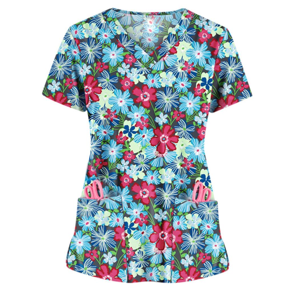 Women Short Sleeve V-neck Tops Working  Blouse