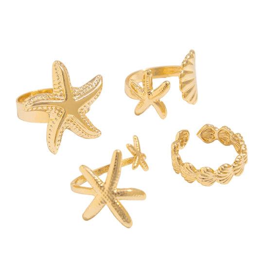 4Pcs Ocean Style Ring Set Adjustable Open Rings